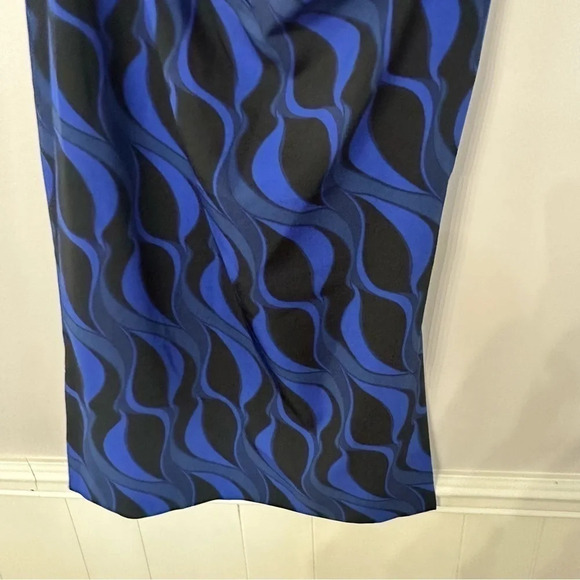 Zara Black and Blue Printed Gathered Midi Skirt with Side Slit Size XL NWT - Picture 4 of 10